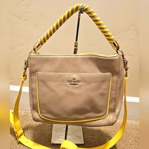 Kate Spade New York Wood Drive Small Harris Convertible Satchel Yellow and Biege